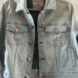 True Religion Light Blue Jacket with Pink Accents